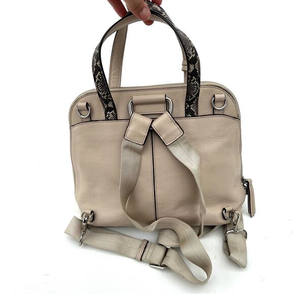 Brighton Miles Convertible Leather Mini Backpack Satchel Beige Snake Charm Y2K - Picture 3 of 13